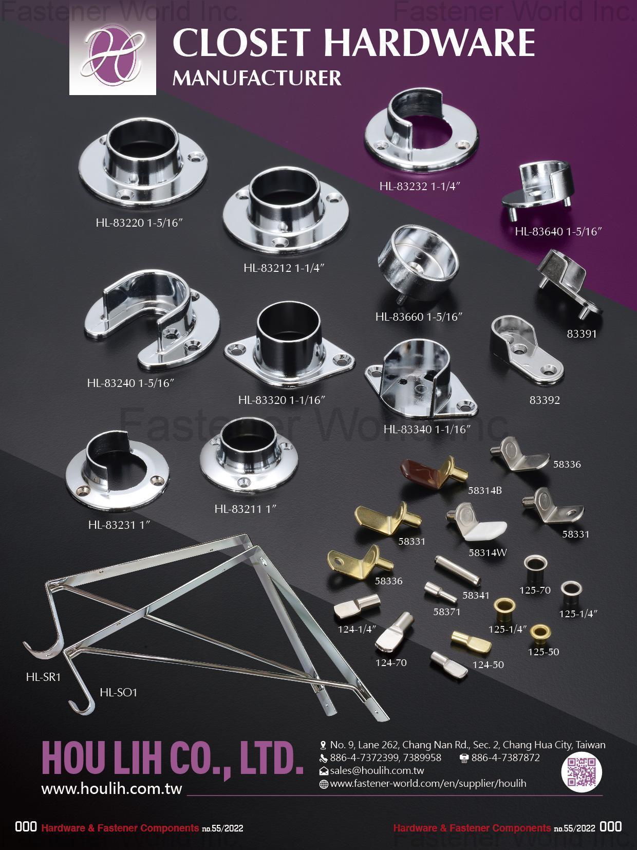 HOU LIH CO., LTD. , Pipe, Tube, Rod , Rod Support, Socket, Handle, Shelf Pin Curtain Rod, Tieback/Hook, Bracket HOU LIH CO., LTD. , Pipe, Tube, Rod , Rod Support, Socket, Handle, Shelf Pin Curtain Rod, Tieback/Hook, Bracket