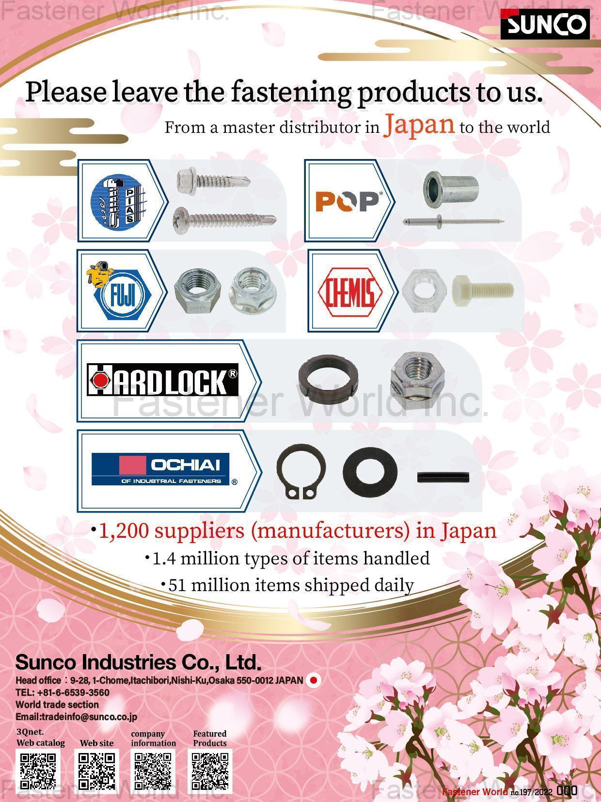 SUNCO INDUSTRIES CO., LTD. JAPAN , High-quallity Japanese Fasteners