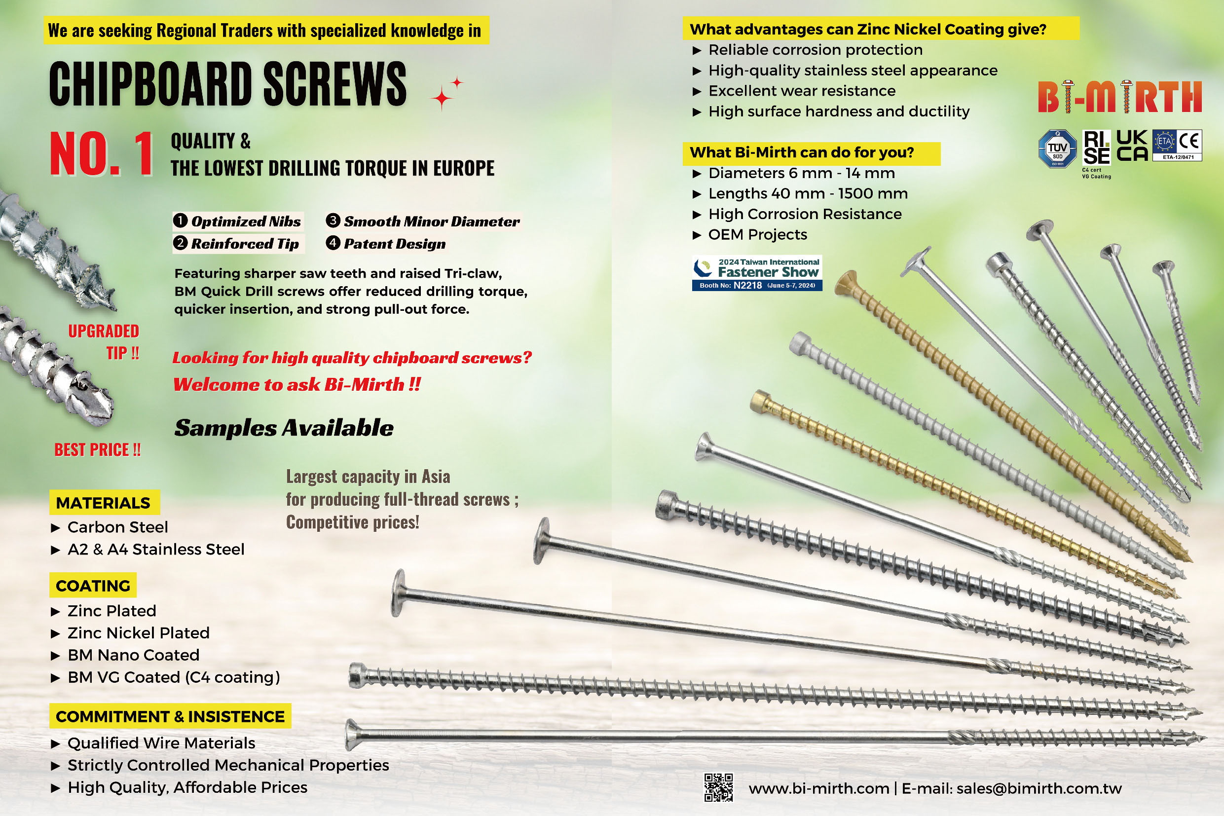 BI-MIRTH CORPORATION , Wood Screws