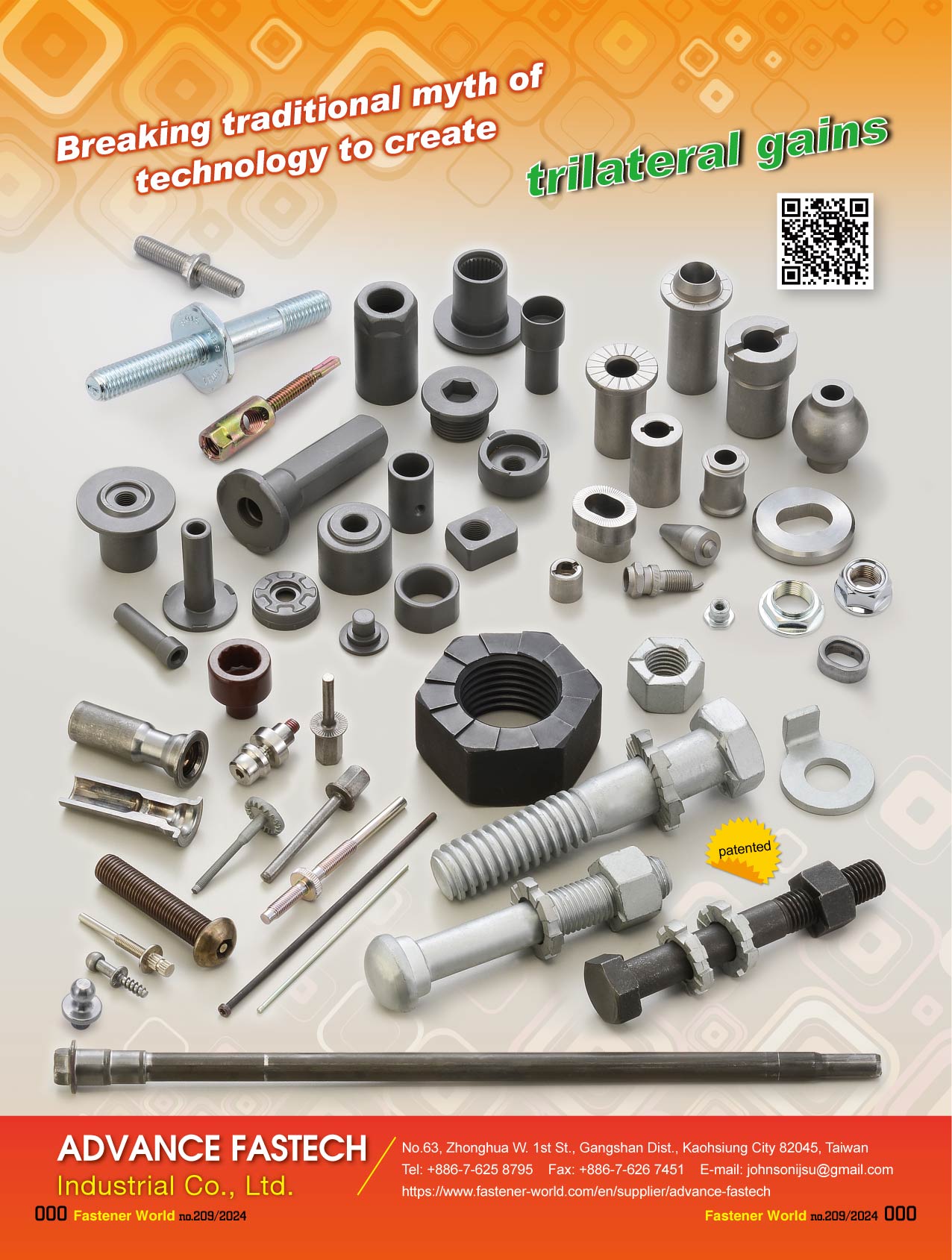 ADVANCE FASTECH INDUSTRIAL CO., LTD. , HWH Collated Screws, Toolings, Solar Fasteners,  Weld Nuts, Aircraft Nuts, Multi-stroke Rivets, Weld Nuts, Wheel Nuts