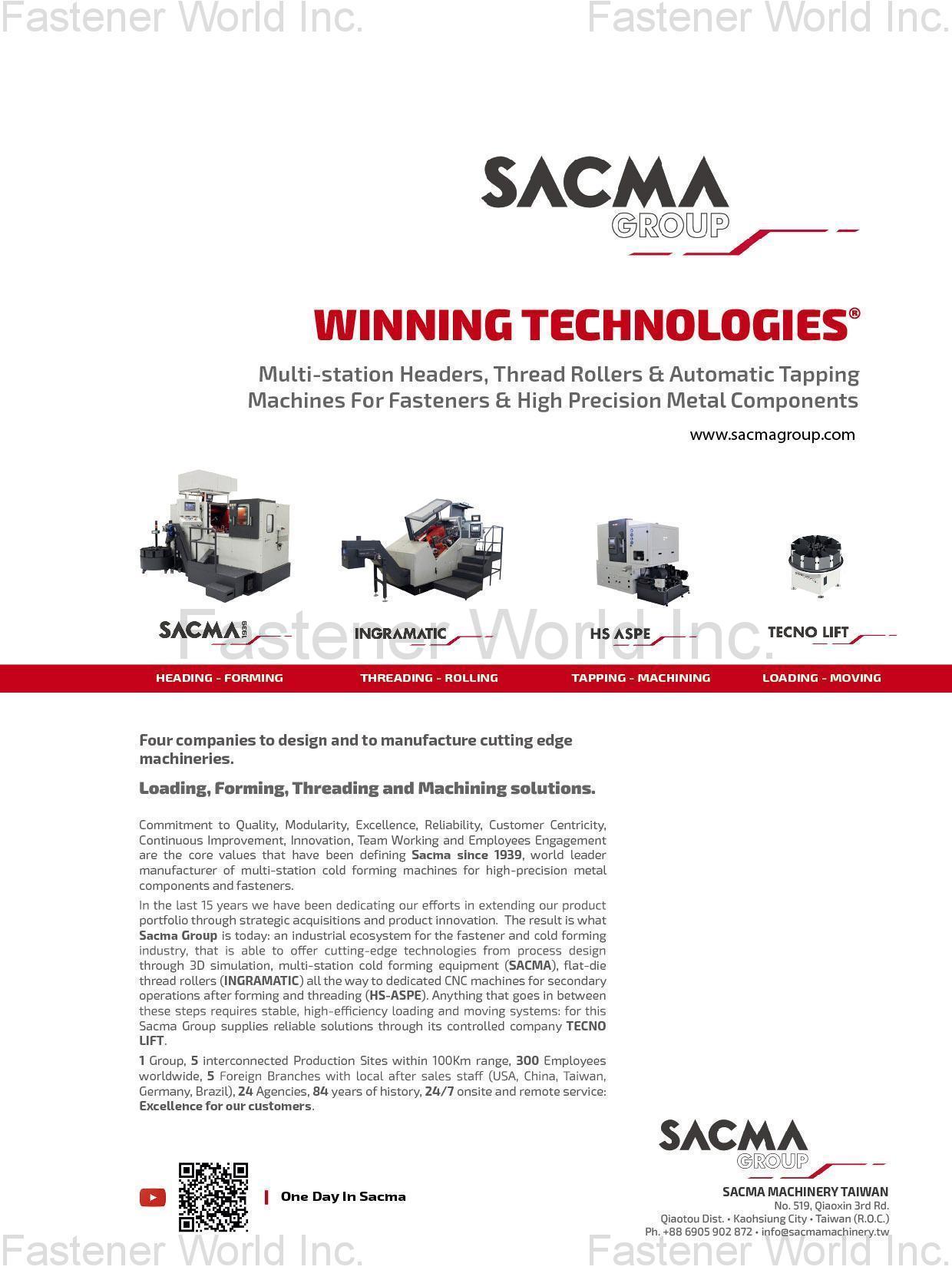 SACMA GROUP , Multi-station Headers, Thread Rollers & Automatic Tapping Machines for Fasteners & High Precision Metal Components
