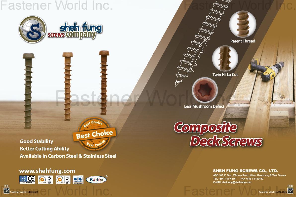 SHEH FUNG SCREWS CO., LTD.  , Composite Deck Screw