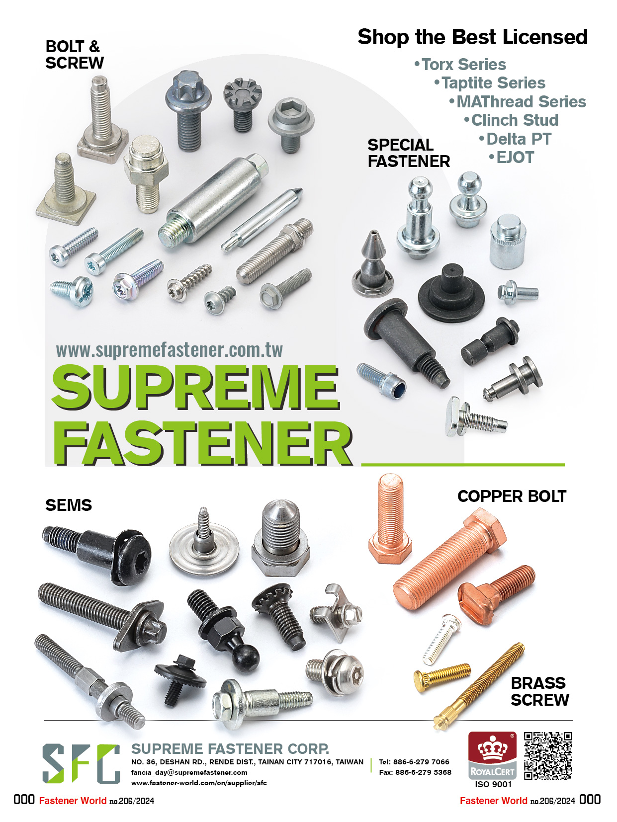 SUPREME FASTENER CORP. , Bolts & Screws, Special Fasteners, Copper Bolts, Sems, Brass Screws, Torx Series, TRI-LOBULAR Series, MAThread Series, Clinch Stud, Delta PT, EJOT