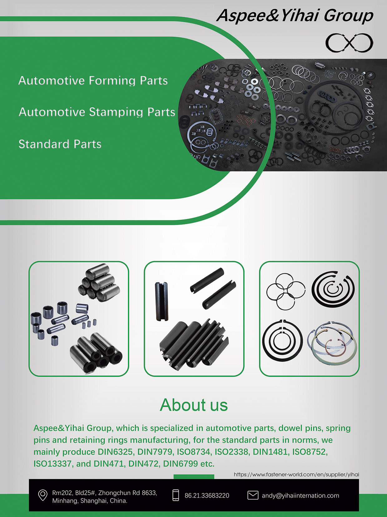 ASPEE&YIHAI GROUP , Automotive Forming Parts Automotive Stamping Parts Standard Parts Automotive Parts, Dowel Pins, Spring Pins & Retaining Rings
