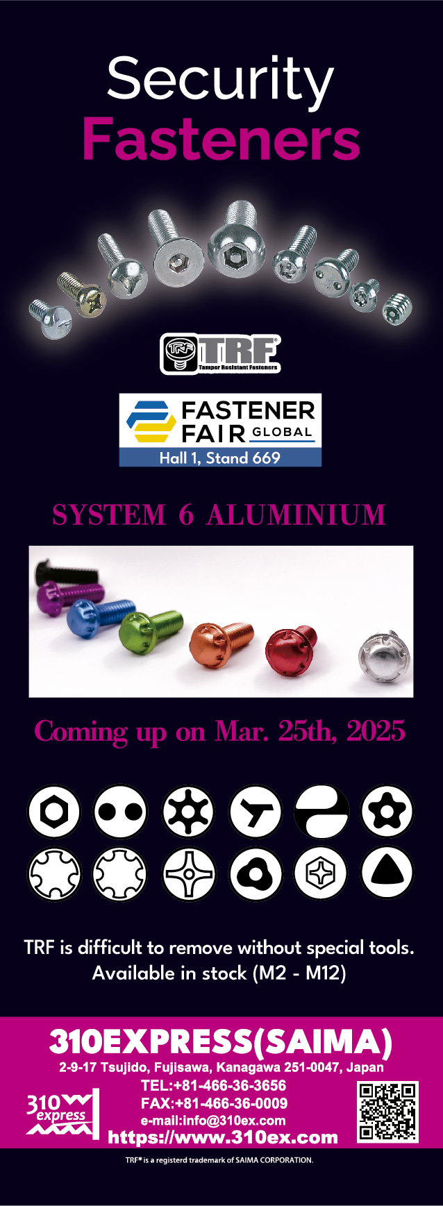 310EXPRESS COMPANY (A Div. of SAIMA CORP.) , Security Fasteners