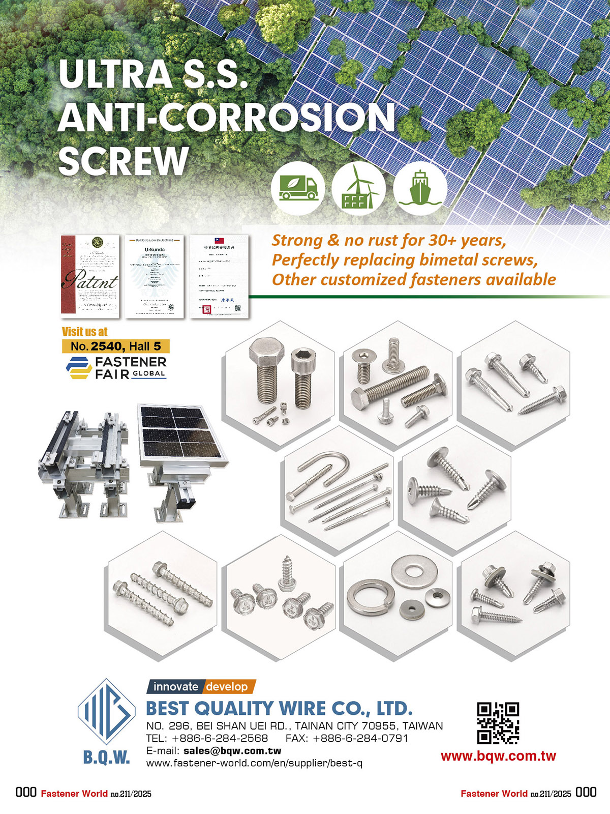 BEST QUALITY WIRE CO., LTD.  , Ultra S.S. Anti-corrosion Screws