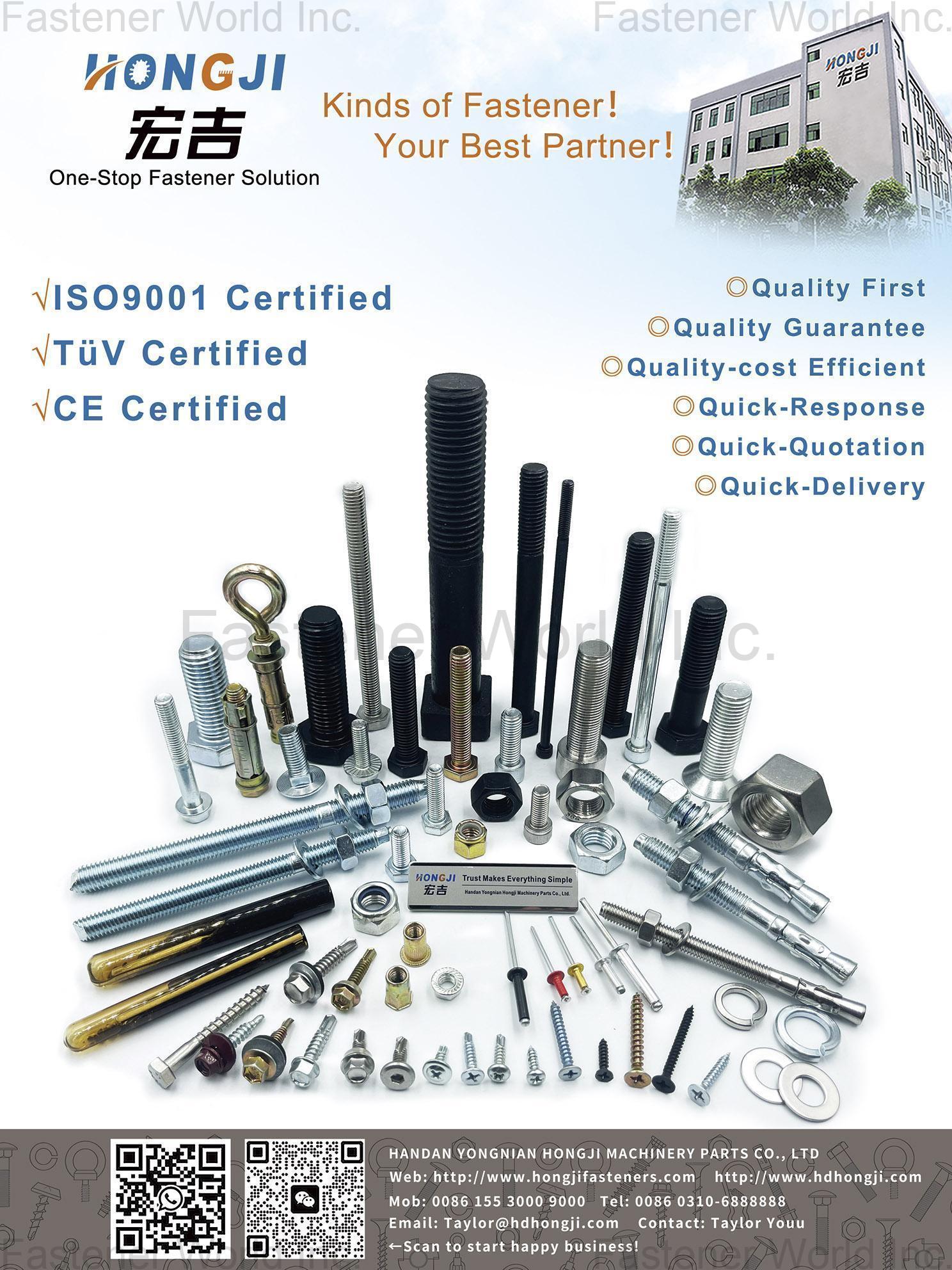 HANDAN YONGNIAN HONGJI MACHINERY PARTS CO., LTD , Bolt, Thread Rod, Nut, Anchor, Screw, Rivet, Washer