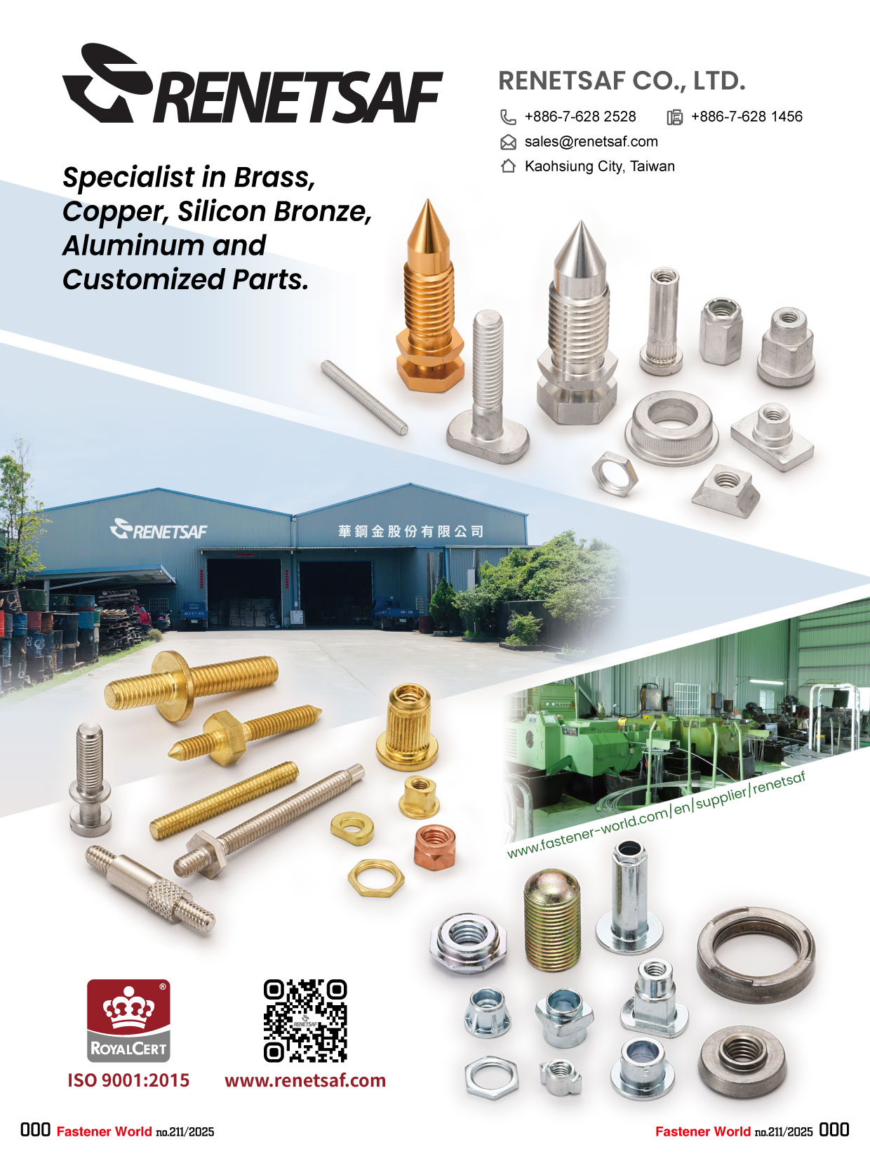 RENETSAF CO., LTD. , Specialist in Brass, Copper, Silicon Bronze, Aluminum and Customized Parts
