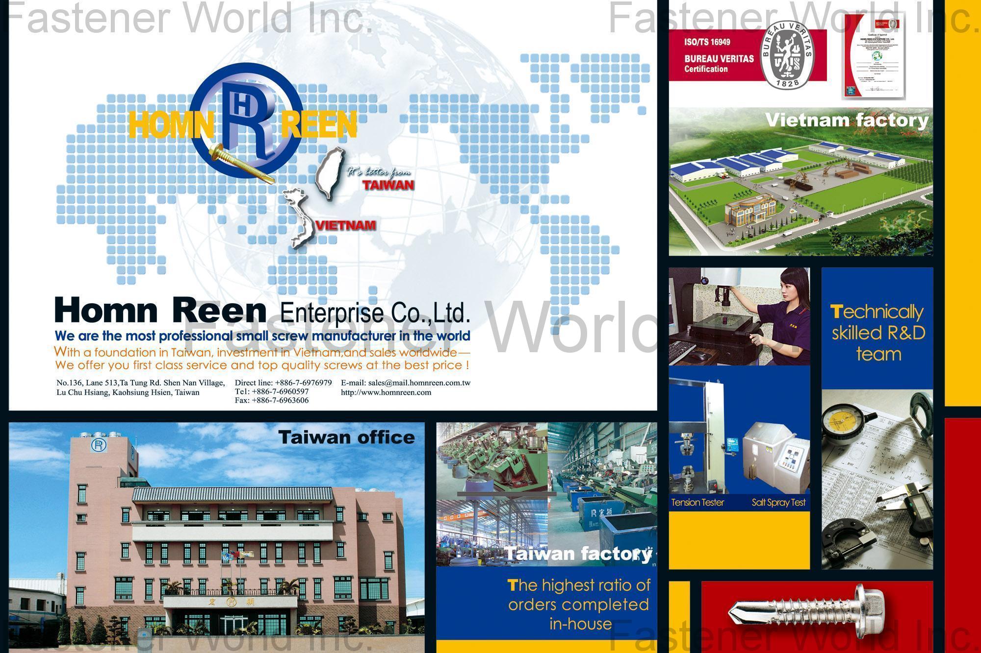 HOMN REEN ENTERPRISE CO., LTD. , Bi-Metal Screw/Collated Screw/Machine Screw , Drywall Screws HOMN REEN ENTERPRISE CO., LTD. , Bi-Metal Screw/Collated Screw/Machine Screw , Drywall Screws