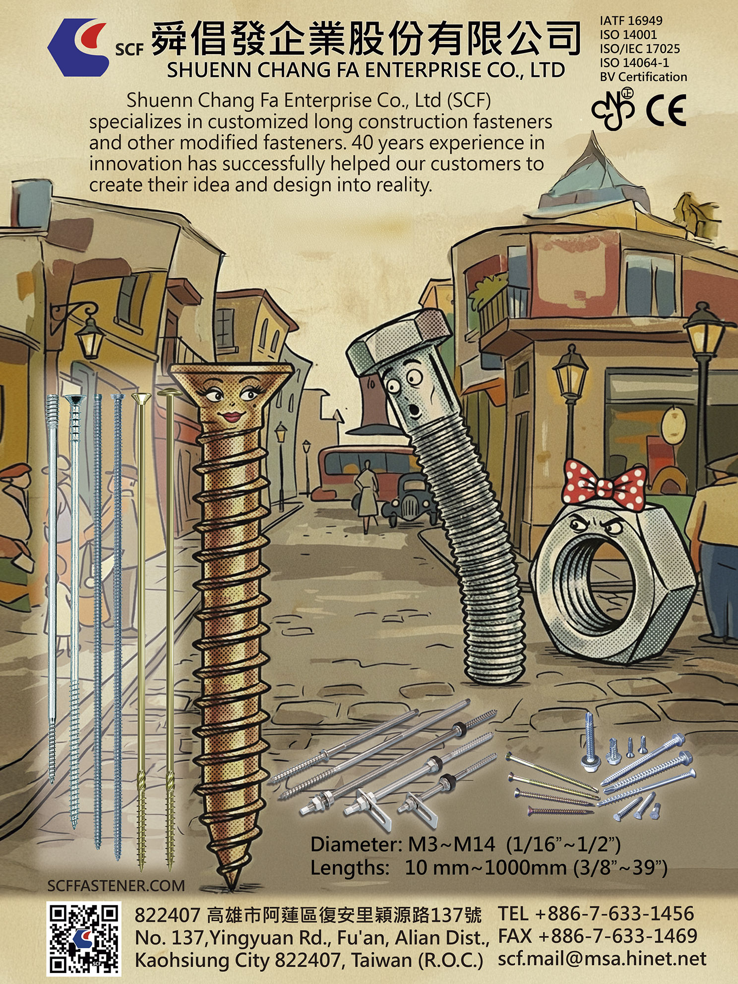 SHUENN CHANG FA ENTERPRISE CO., LTD.  , Special Long Screws / Self-drilling Screws / Auto Parts / Chipboard Screws / Self-drilling Screws