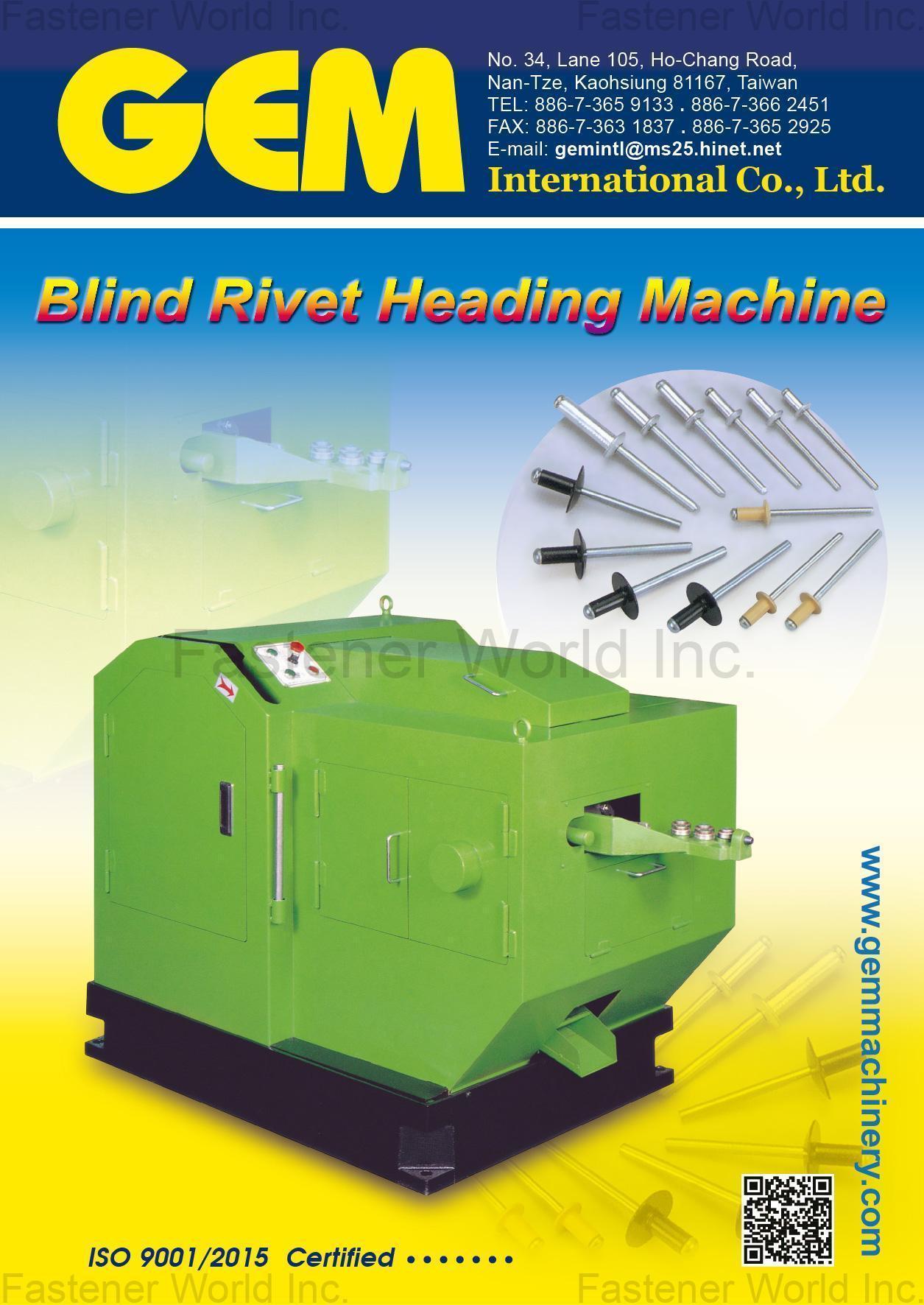 GEM INTERNATIONAL CO., LTD.  , Blind Rivet Heading Machine