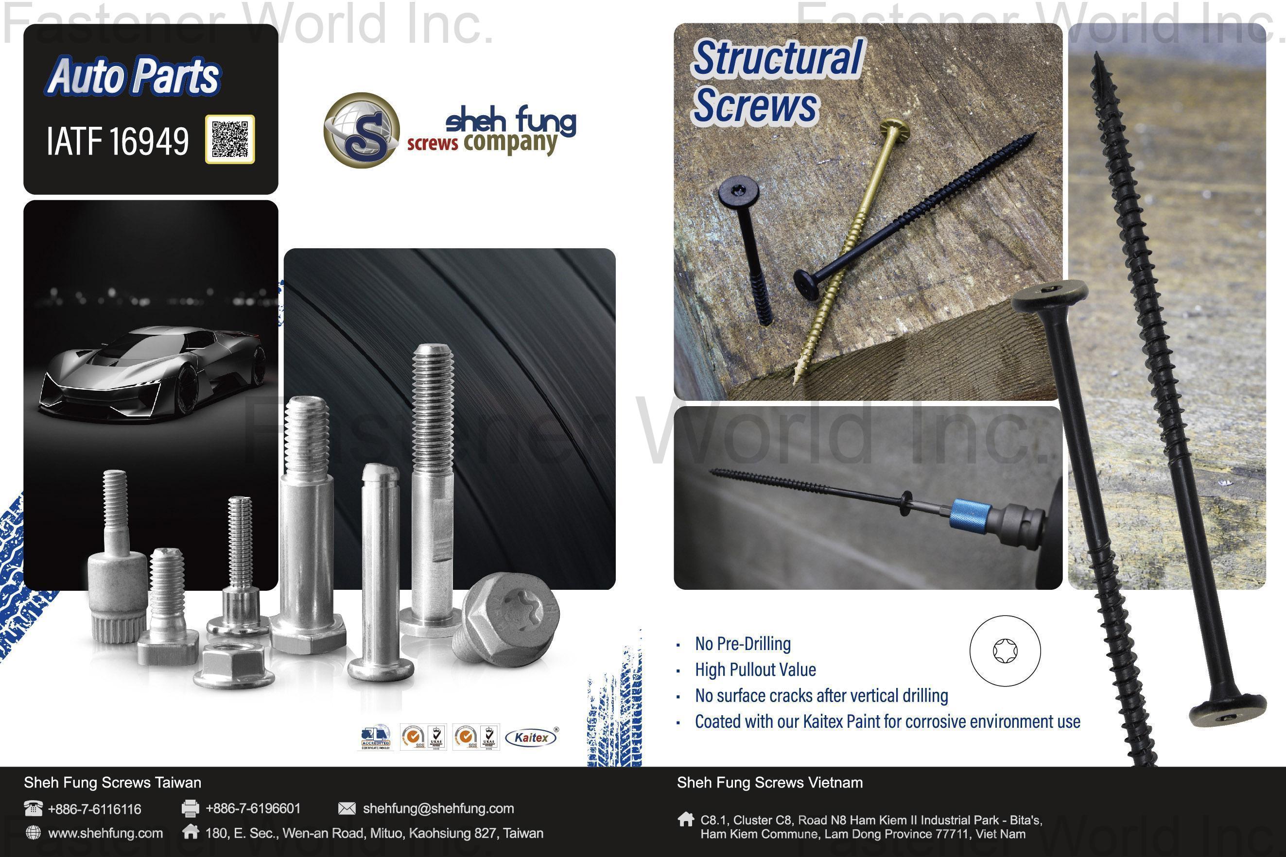 SHEH FUNG SCREWS CO., LTD.  , Auto Parts / Structural Screws