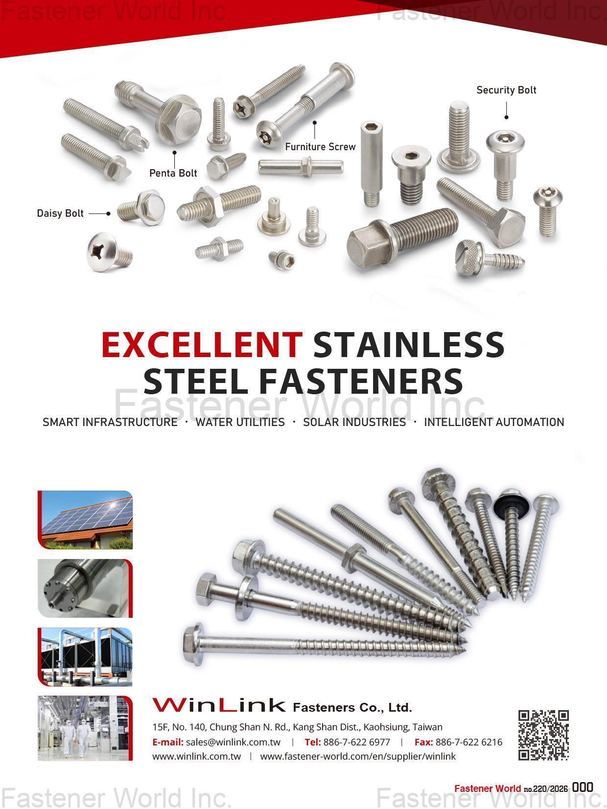 WINLINK FASTENERS CO., LTD. , Excellent Stainless Steel Fasteners WINLINK FASTENERS CO., LTD. , Excellent Stainless Steel Fasteners