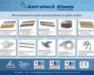 Chipped head Paper Collated Strip, Round Head Wire Weld Coil, Nulk Nails, Machine Quality Pallet Nails, Collated Screws, Round head paper Collated Strap Tite(ASTROTECH STEELS PRIVATE LIMITED)