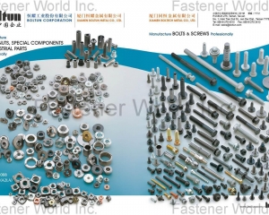 Welding Nuts,Rivet Nuts,Clinch Nuts,Locking Nuts,Nylon Insert Nuts,Conical Washer Nuts,T-Nuts,CNC Machining Parts,Stamping Parts,Bushed & Sleeves,Assembly Components,Special Parts,HEX. Bolt & Screw,Flange Bolt,Socket,Sems,Screw With Welding Projection,Screw With Welding Ring & Points,Clinch Bolt,T C Bolt,Special Pin,Wheel Bolt,Rail Bolt,Rail Bolts Construction Fasteners: Nuts, Screws & Washers,Wind Turbine Fasteners Kits: Nuts, Bolts & Washers Truck Wheel Bolts,Bolts & Nuts & Components,Motorcycle parts,Nylon rings & special washer,Expansion Bolt(BOLTUN CORPORATION )