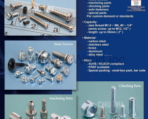 Electronic Fasteners, Sems Screw, Micro Screw, Machining Part, Clinching Part, Special screw(CHU WU INDUSTRIAL CO., LTD. )