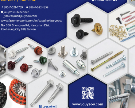 Automobile Fasteners, Chipboard Screws, Collated Screws, Concrete Screws, Drywall Screws, Multi-Stroke Forming, Self-Drilling Screws, Tapping Screws, Window Screws(JAU YEOU INDUSTRY CO., LTD.)