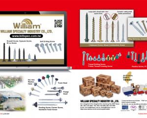 Deck Screws, Gypsum Screws, Drywall Screws, Laminating Screws, Gypsum Screws, Hi-Lo Screws, Self Drilling Screws, Self Piercing Screws, Cement Board Screws, Wing Tek Screws, Thread Rolling Screws, Trilobular Thread Forming Screws, Plastic Screws, PT Screws, Roofing Screws, Former Screws, Sandwich Panel Screws, Flange Head Roofing Screws with EPDM Washer, Chipboard Screws, Wood Construction Screws(WILLIAM SPECIALTY INDUSTRY CO., LTD.)