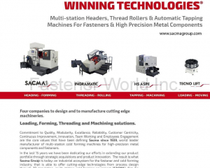Multi-station Headers, Thread Rollers & Automatic Tapping Machines for Fasteners & High Precision Metal Components(SACMA GROUP)